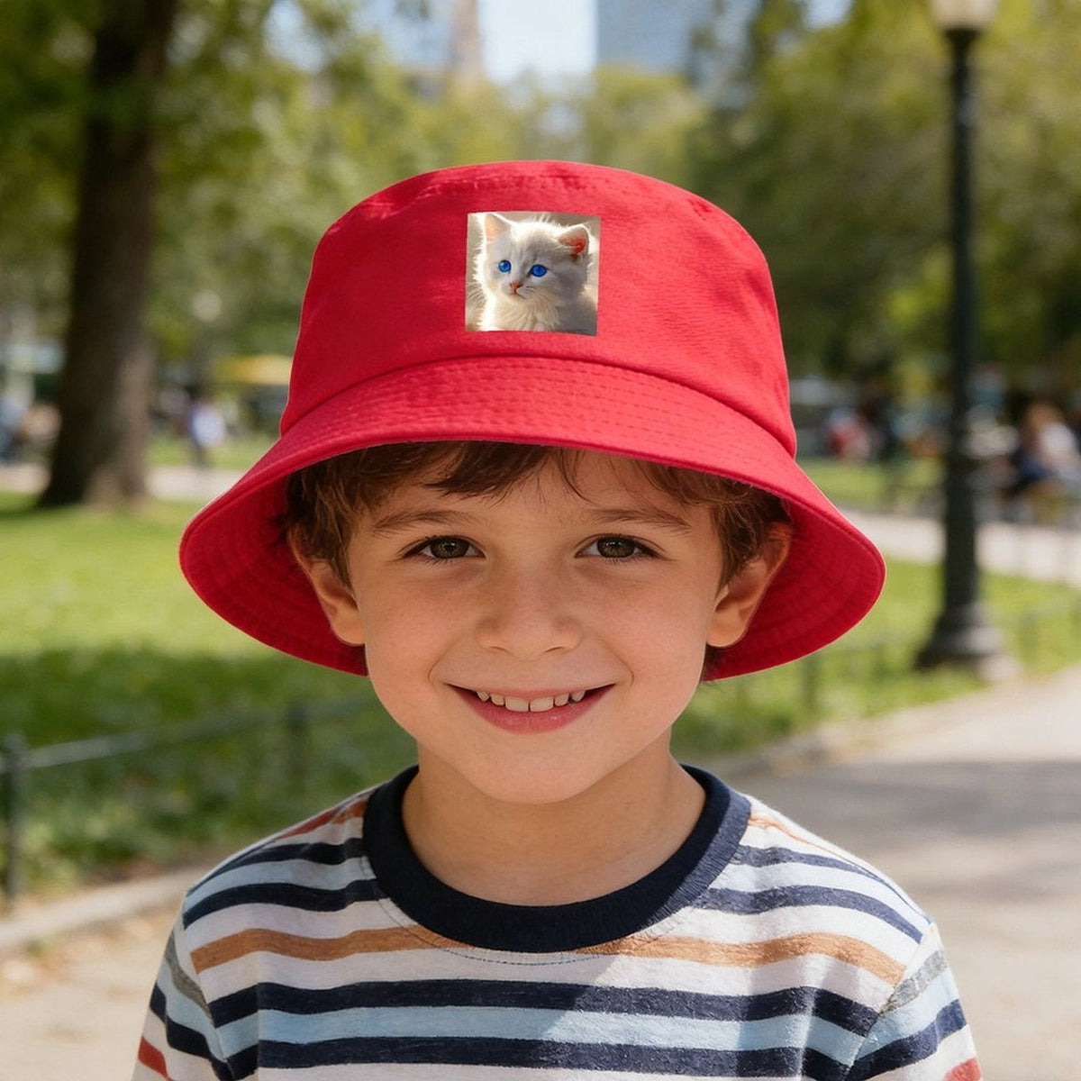 Cute White Kitten Design Kid’s Bucket Hat | Ships from USA