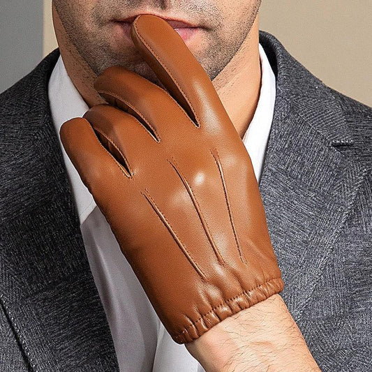 Genuine Sheep Skin Fleece Lined Gloves For Men