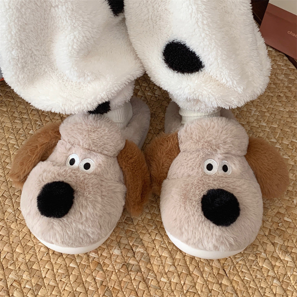 Women's Dog Plush Toe Cap Cotton Slippers