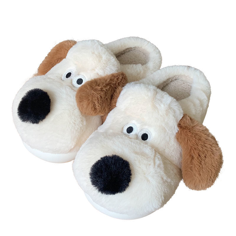 Women's Dog Plush Toe Cap Cotton Slippers