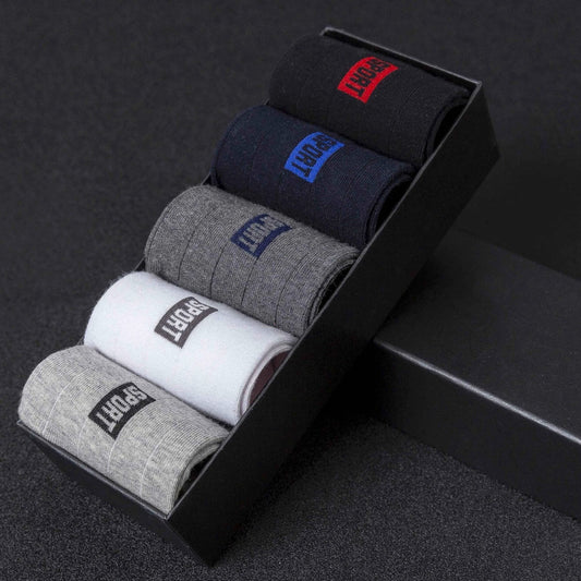 Calcetines casuales de algodón transpirable a media caña, absorbentes del sudor, a la moda, para hombre, 5 pares