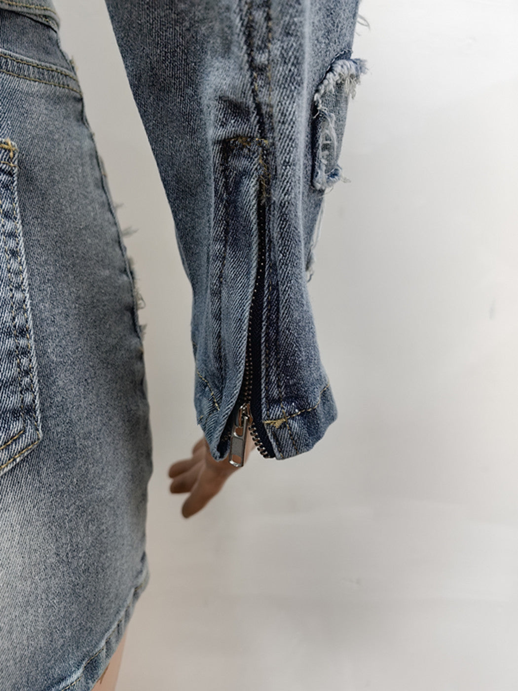 Denim Embroidered Short Skirt Jacket Suits Suit See size chart under “more details”