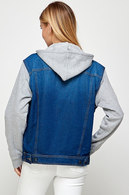 Women's Denim  Jacket with Fleece Hoodies See size chart under “more details”