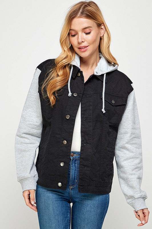 Women's Denim  Jacket with Fleece Hoodies See size chart under “more details”