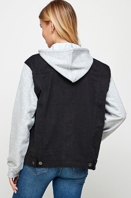 Women's Denim  Jacket with Fleece Hoodies See size chart under “more details”