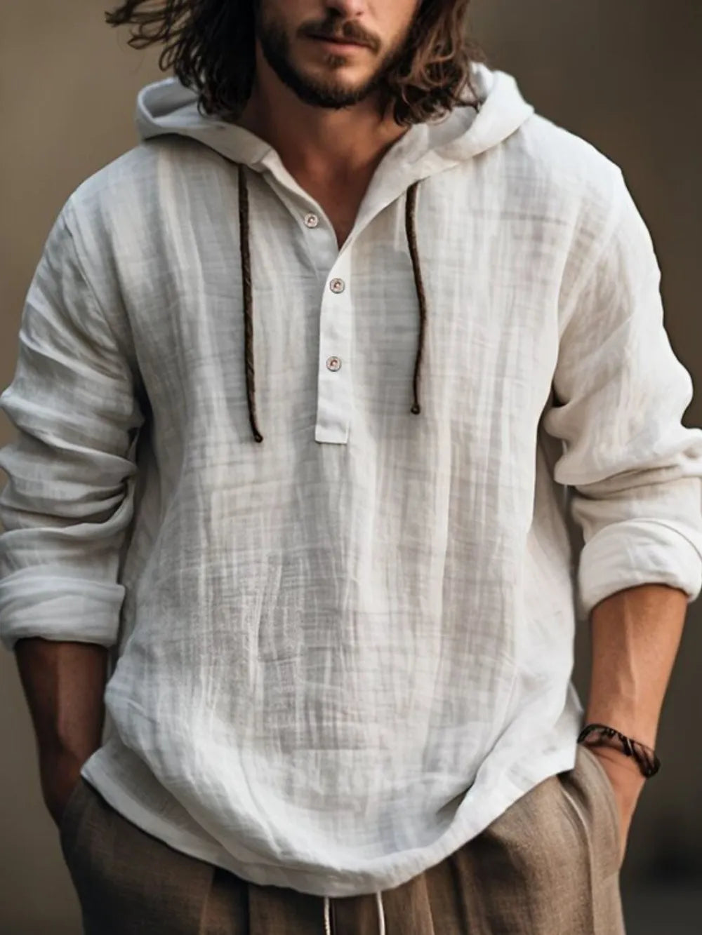 Sudadera con Capucha de Manga Larga, Media Cremallera, Talla Completa para Hombre