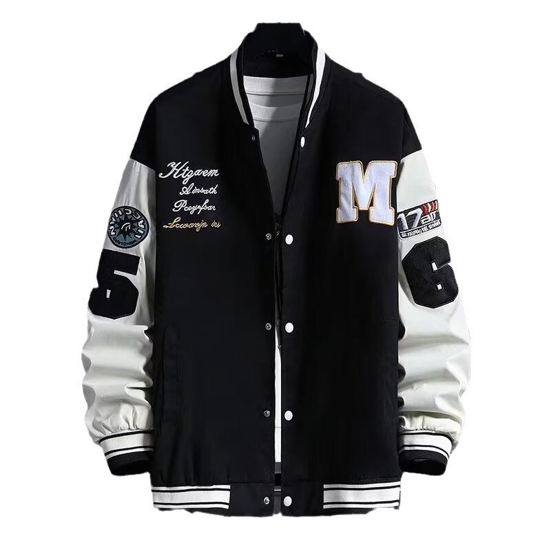 Men's Varsity Casual Letter Number Button Down Streetwear Jacket