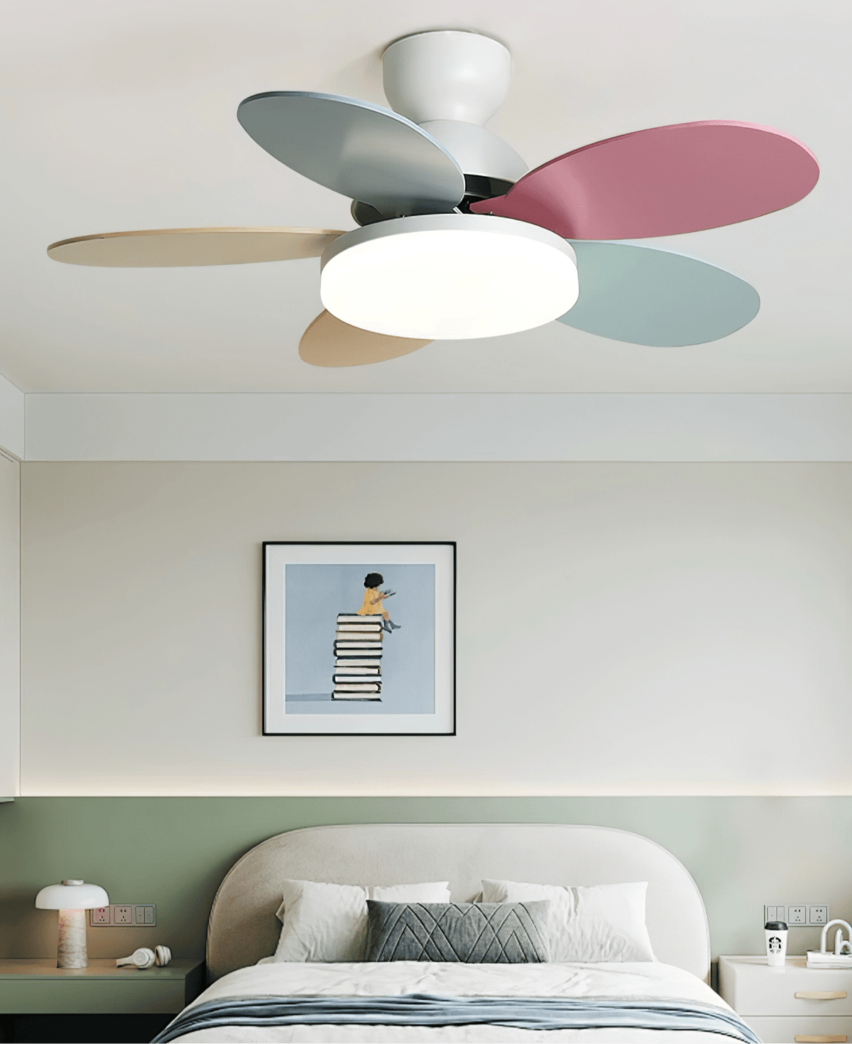 Petal-Shaped Ceiling Fan with LED Light and Remote | Quiet Reversible DC Motor