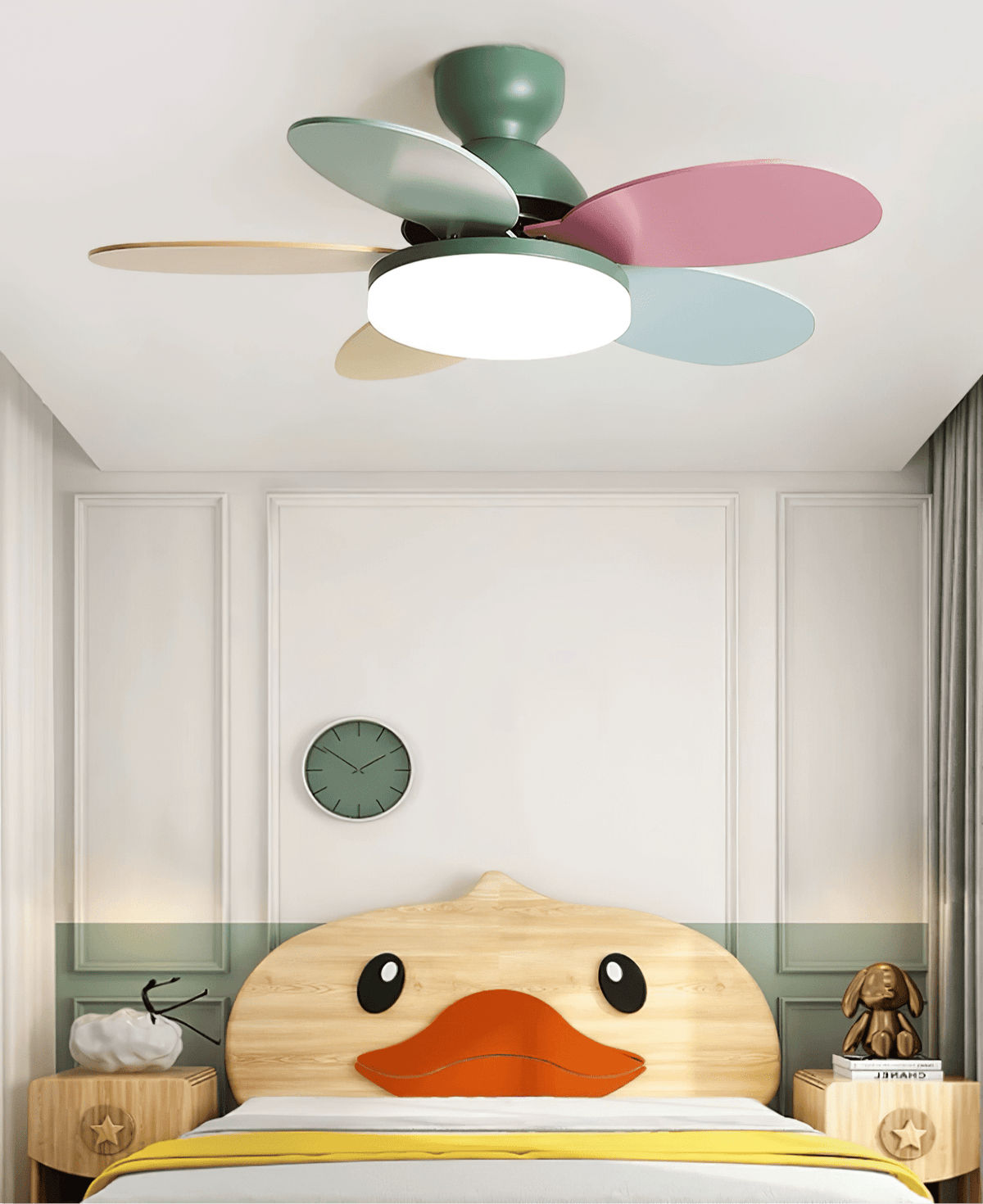 Petal-Shaped Ceiling Fan with LED Light and Remote | Quiet Reversible DC Motor