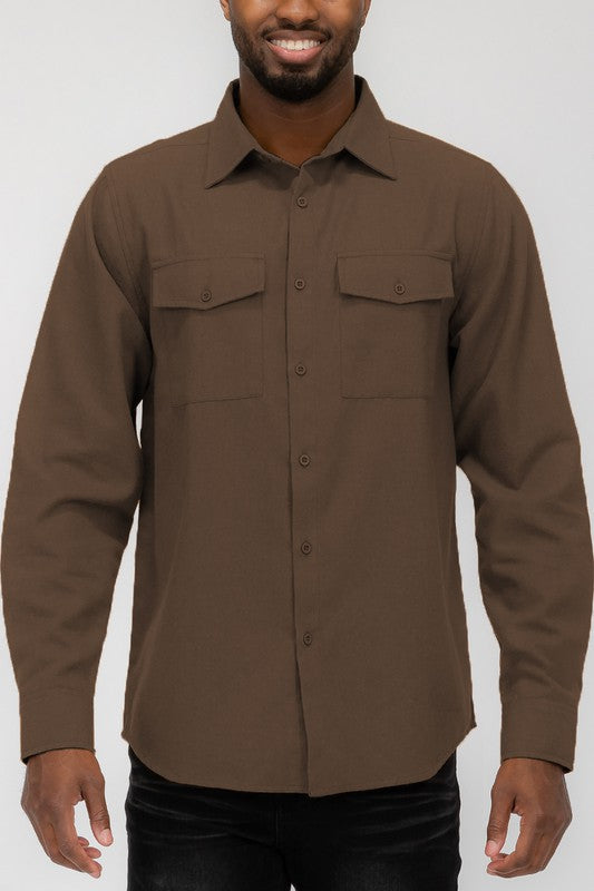 Camisa de franela lisa Weiv para hombre