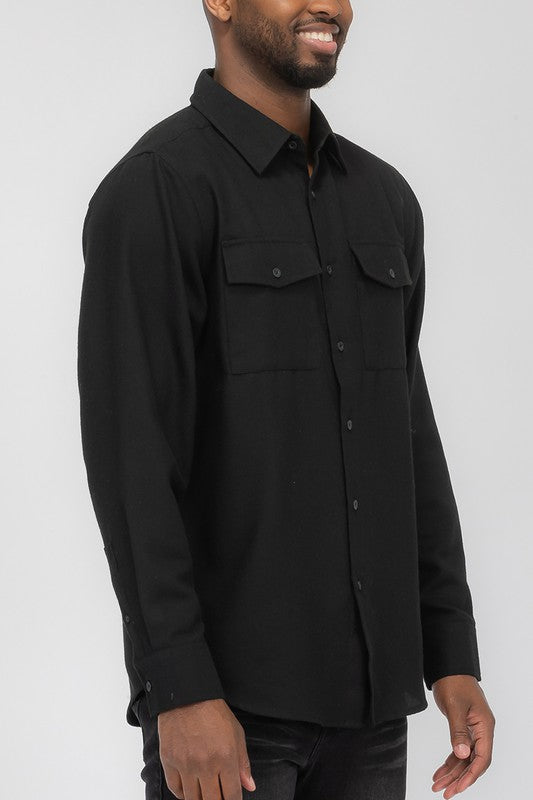 Camisa de franela lisa Weiv para hombre