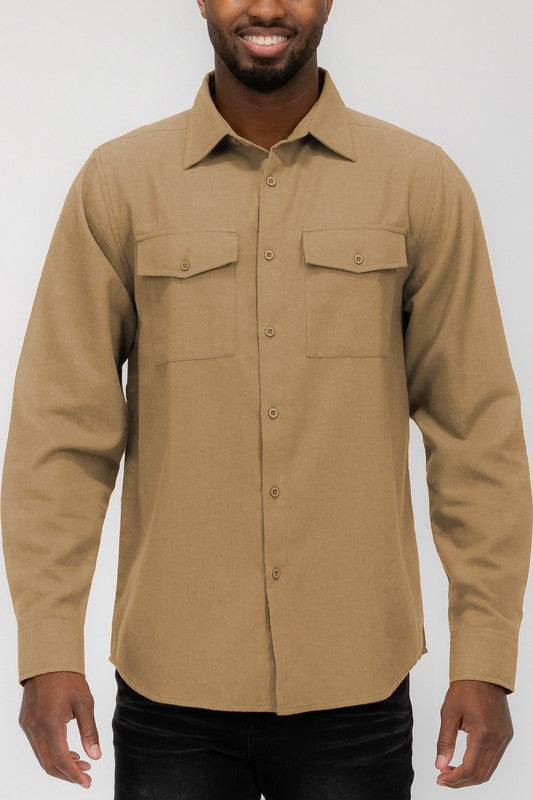 Camisa de franela lisa Weiv para hombre