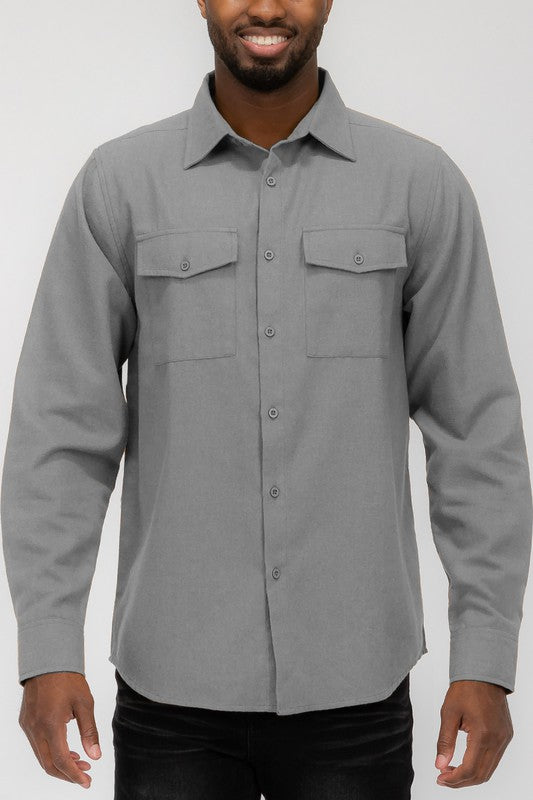 Camisa de franela lisa Weiv para hombre