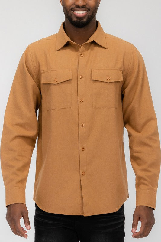 Camisa de franela lisa Weiv para hombre