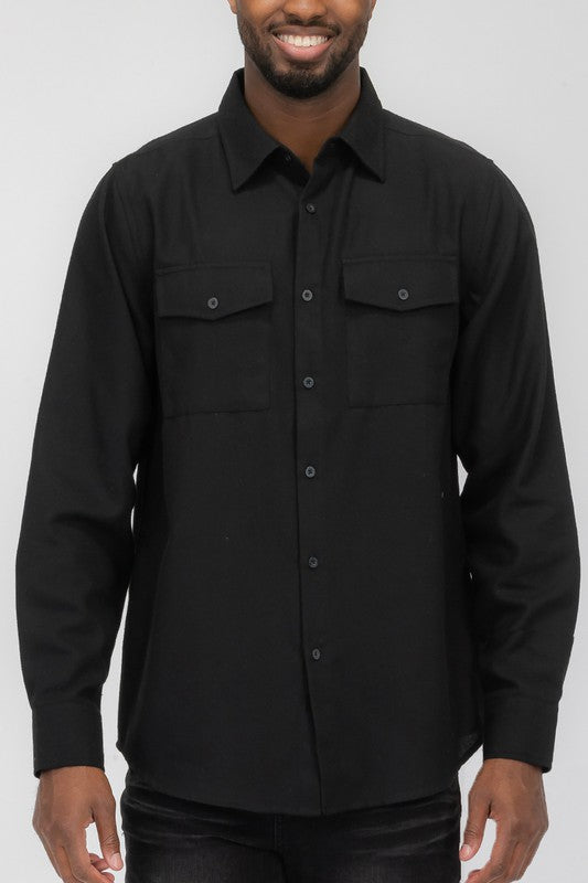 Camisa de franela lisa Weiv para hombre
