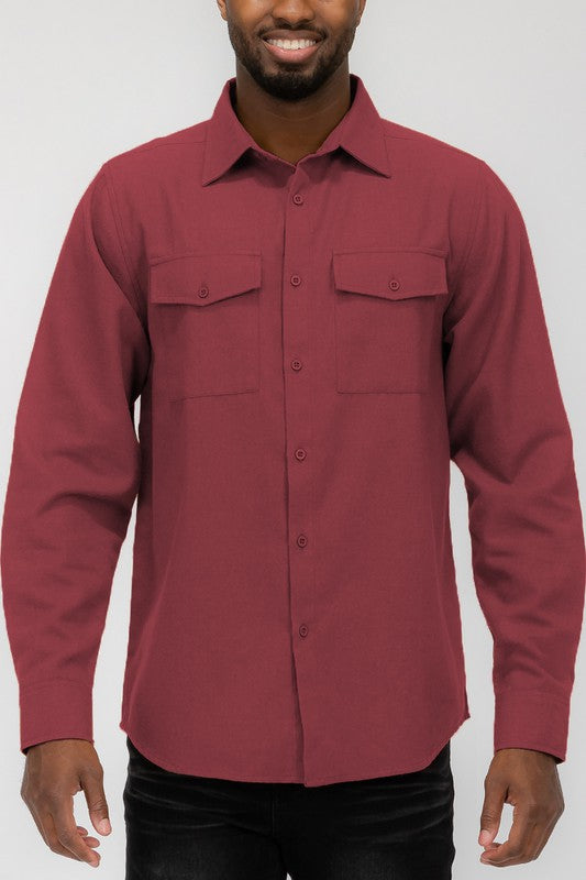 Camisa de franela lisa Weiv para hombre