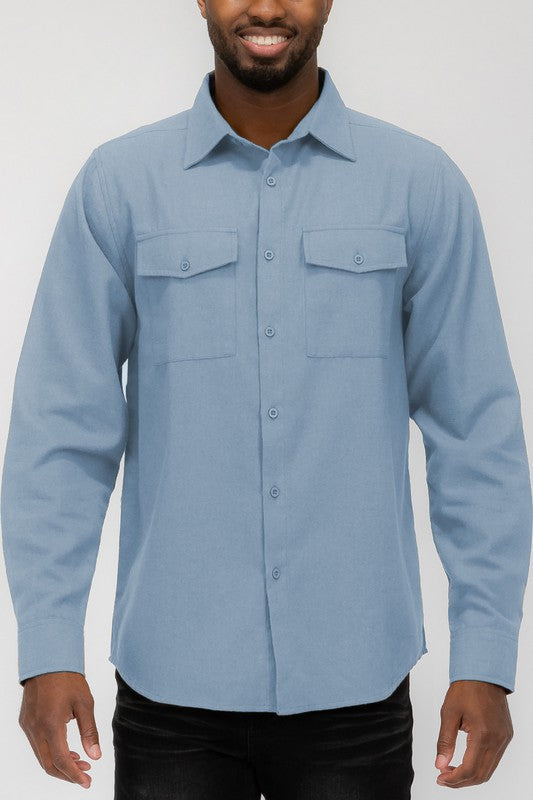 Camisa de franela lisa Weiv para hombre