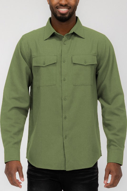 Camisa de franela lisa Weiv para hombre
