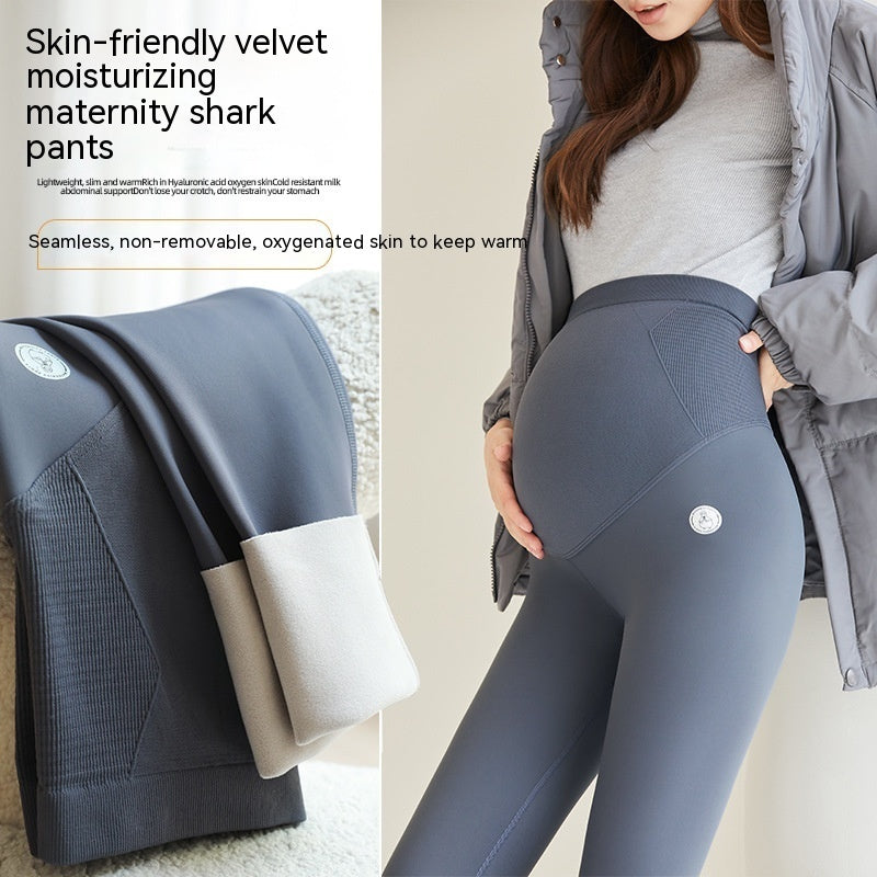 Leggings de maternidad con forro polar y soporte abdominal