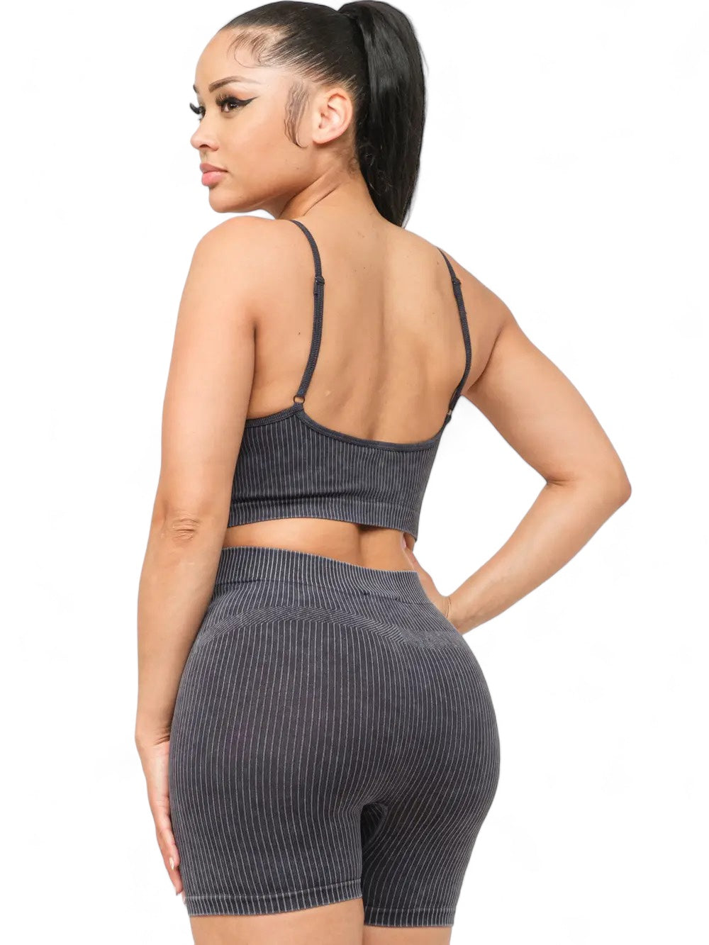Conjunto de camiseta sin mangas y shorts básicos sin costuras lavados