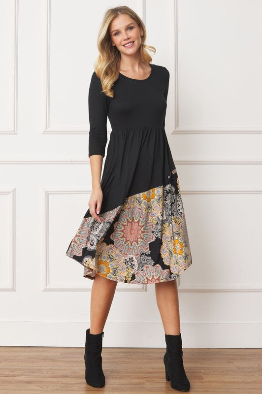 Asymmetrical Accent Midi Dress See size chart under “more details”