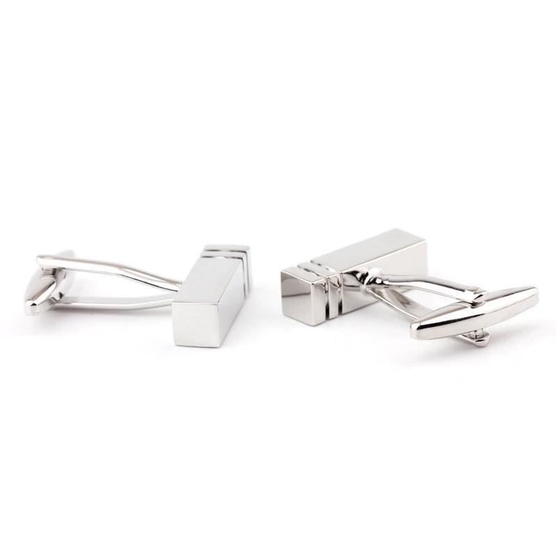 Men's Rectangular Glossy Metal Cufflinks