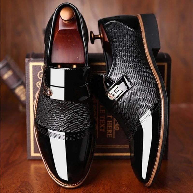 Textured Buckle Dress Shoes