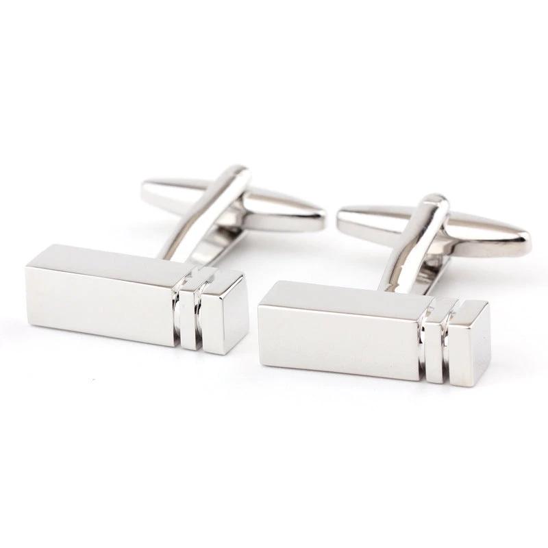 Men's Rectangular Glossy Metal Cufflinks