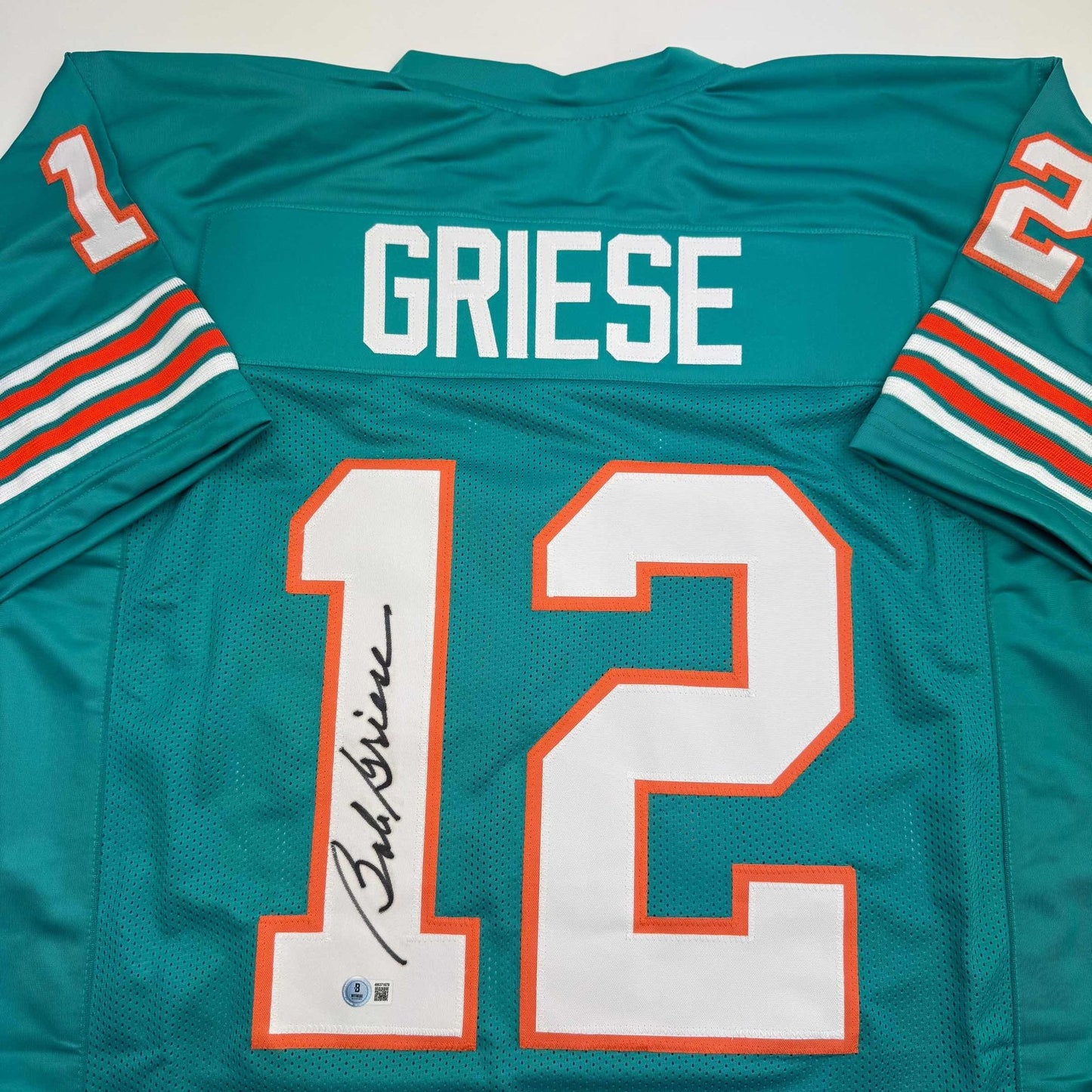 Autographed/Signed Bob Griese Miami Teal Football Jersey JSA COA