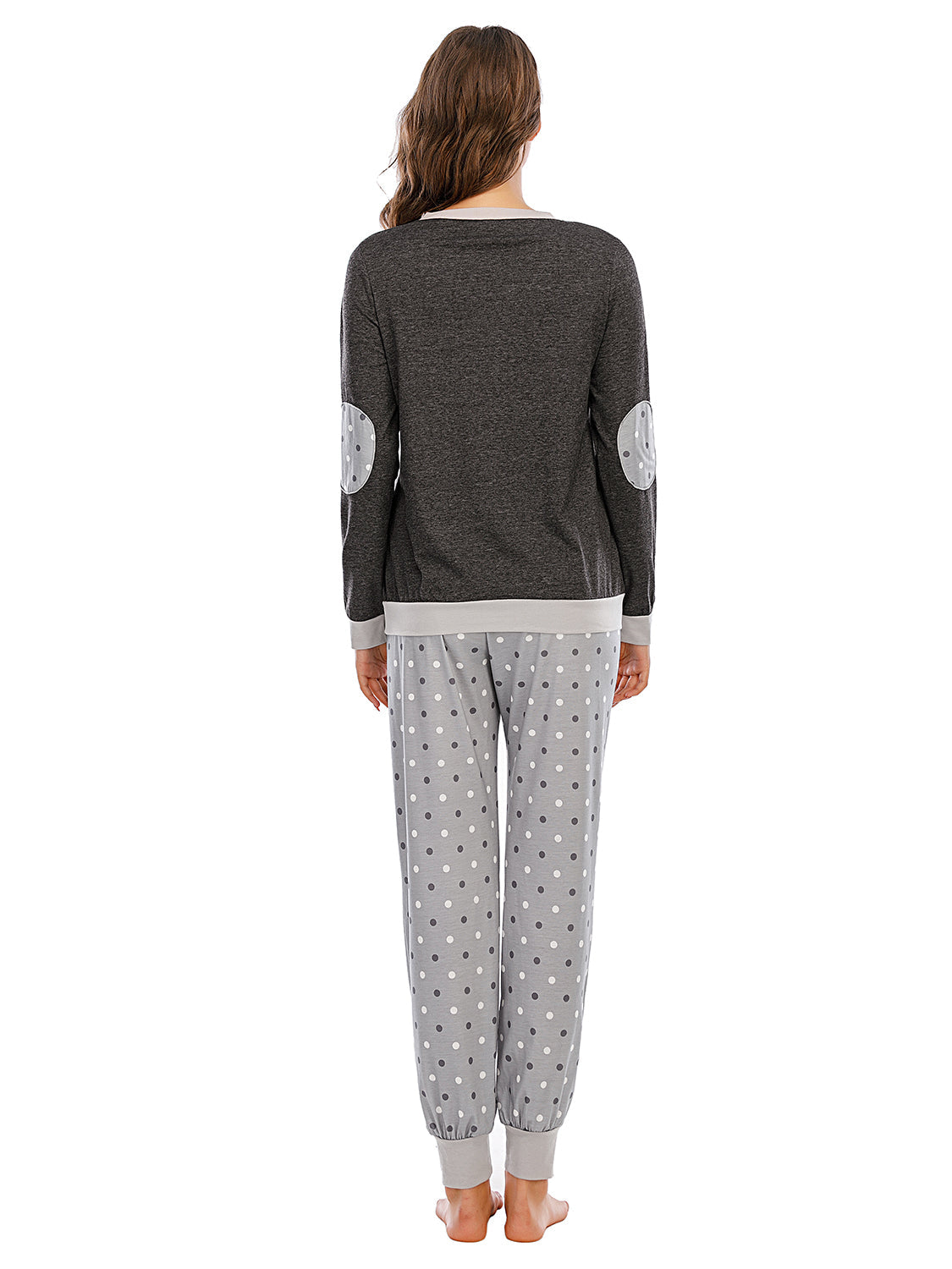Conjunto de top de manga larga y pantalones de lunares