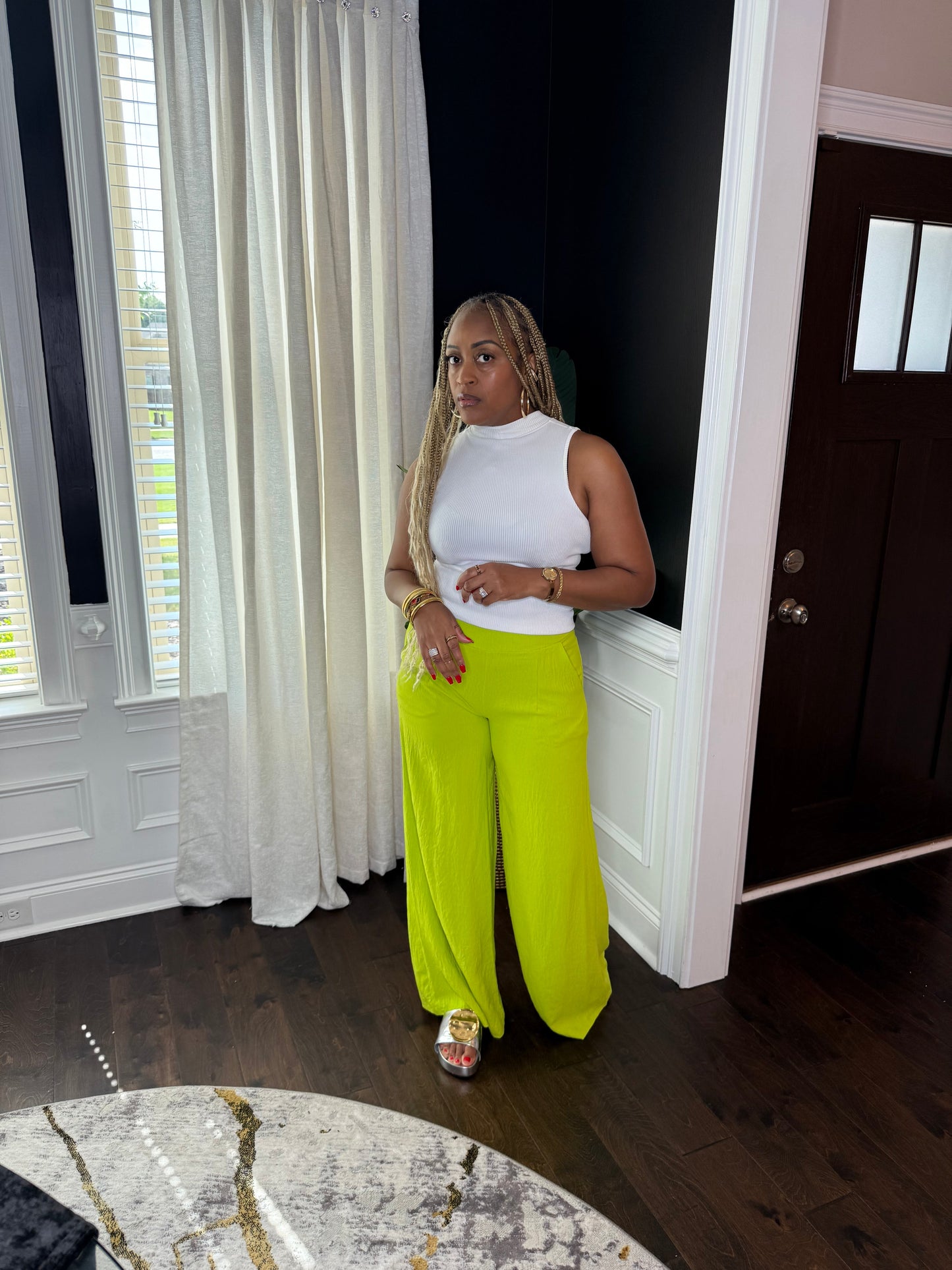 Lime Wide Leg Pants