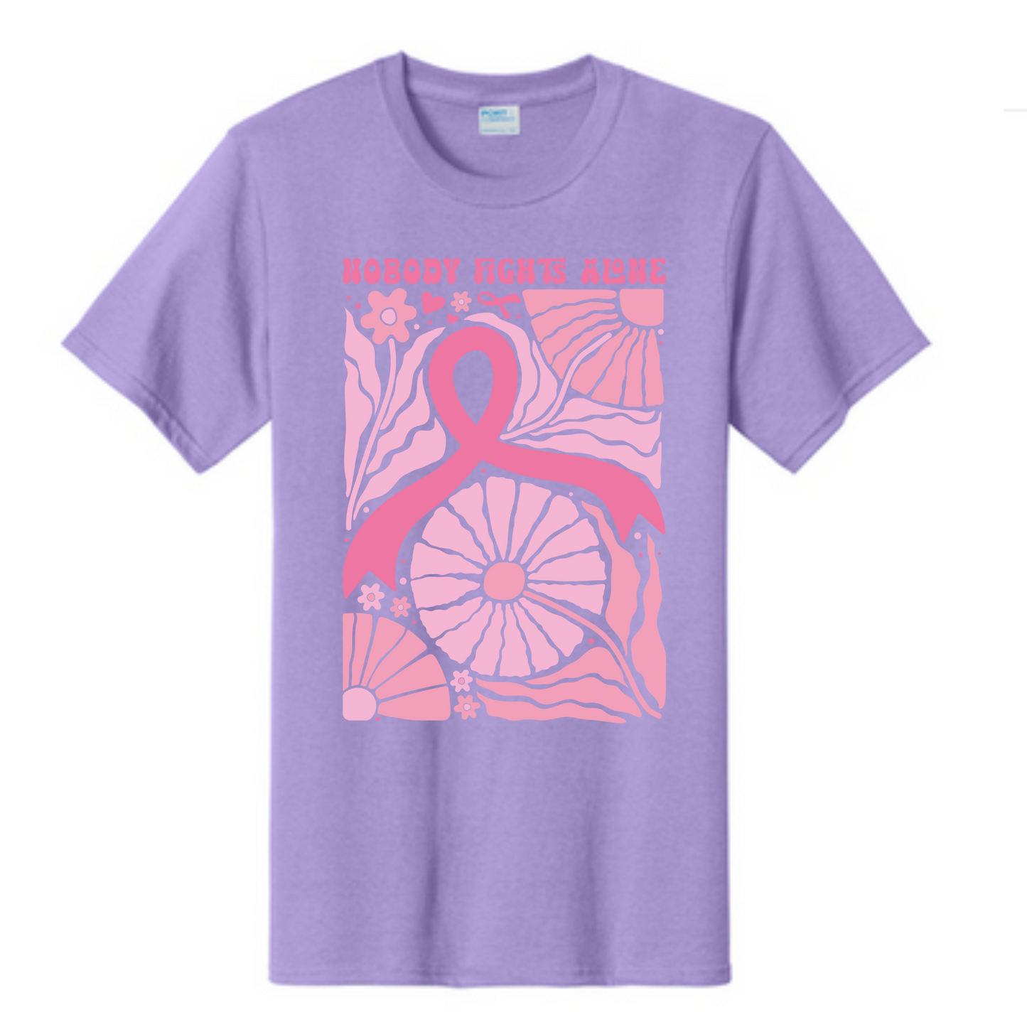 Nobody Fights Alone Breast Cancer Awareness Fundraiser Tshirt PC61 Port & Co™ Essential Tee PUBLIC