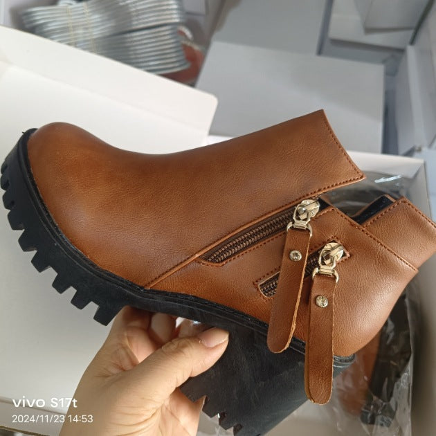 Women's Side-Zip Block Heel Boots