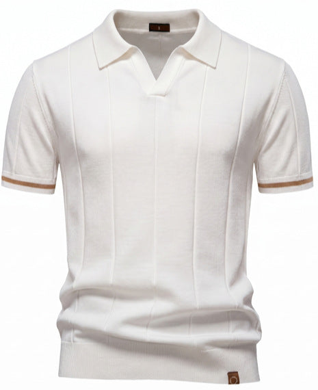 2026Summer High Quality European Size Pineapple Wool Polo Shirt Men's Business Seagull Collar Men's Short Sleeve Sweater Polo