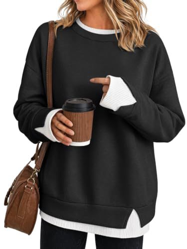 2026 Autumn New European And American Cross-Border Women's Top, Fashionable And Versatile, Loose Casual Style, Faux Two-Piece Long-Sleeve Sweatshirt