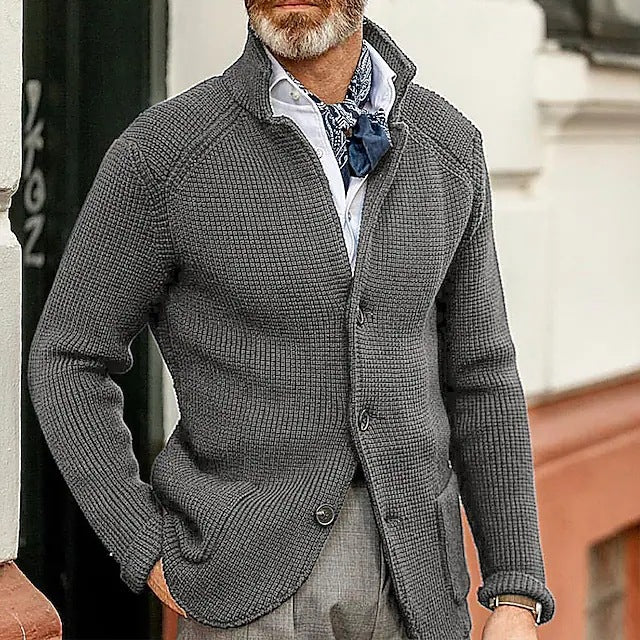 Amazon New Autumn And Winter Men's Lapel Knitted Cardigan Cross-border Coat Sweater Jacket Single-breasted Thick Sweater