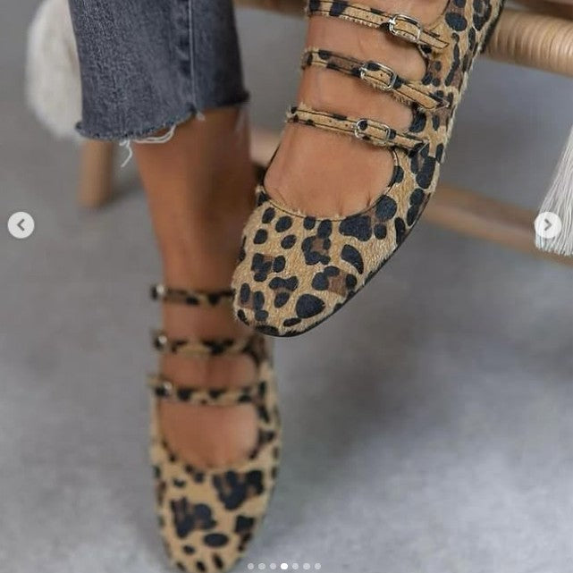 Women's Low-Heel Leopard Print Flats
