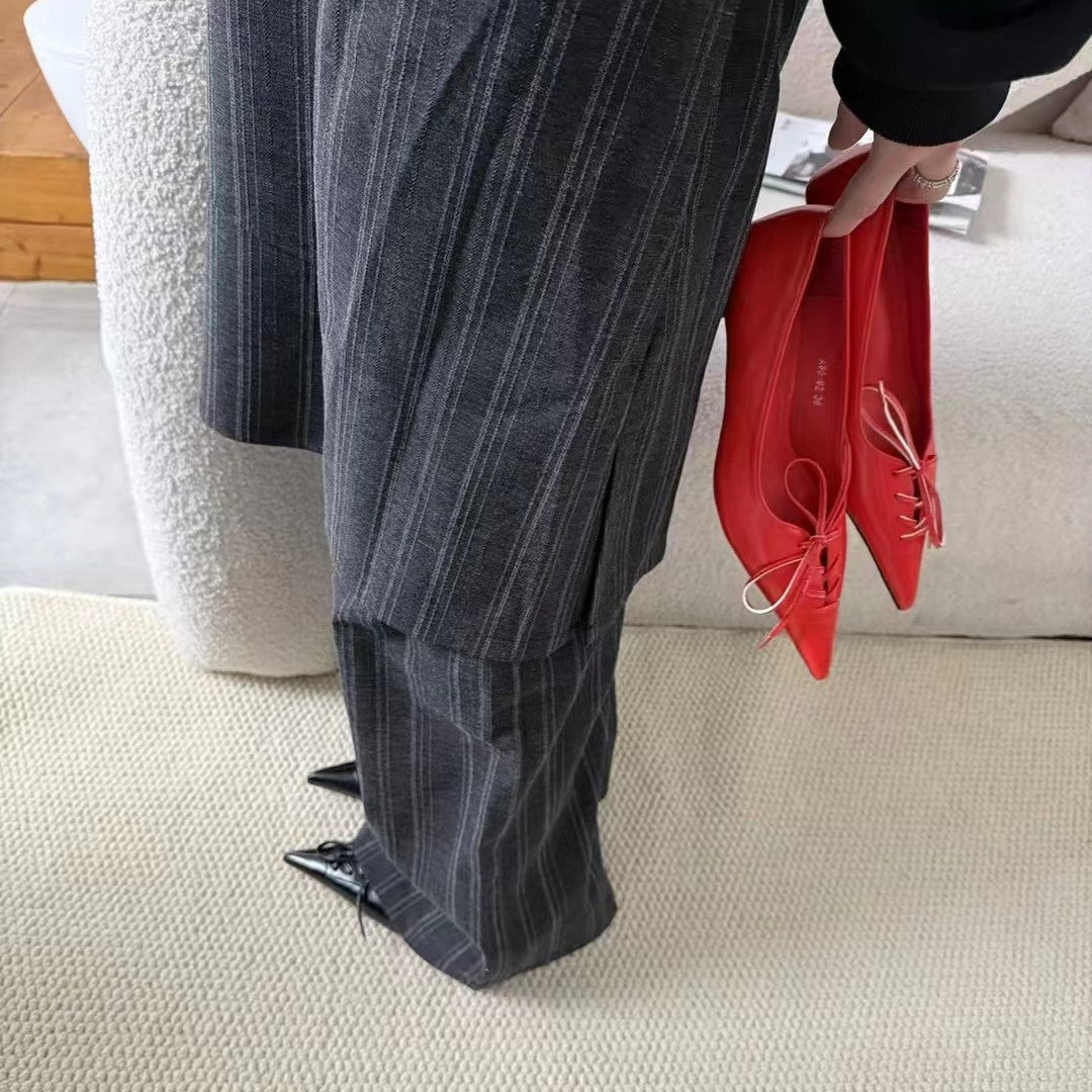 Women's Bow Chunky Heel Pumps