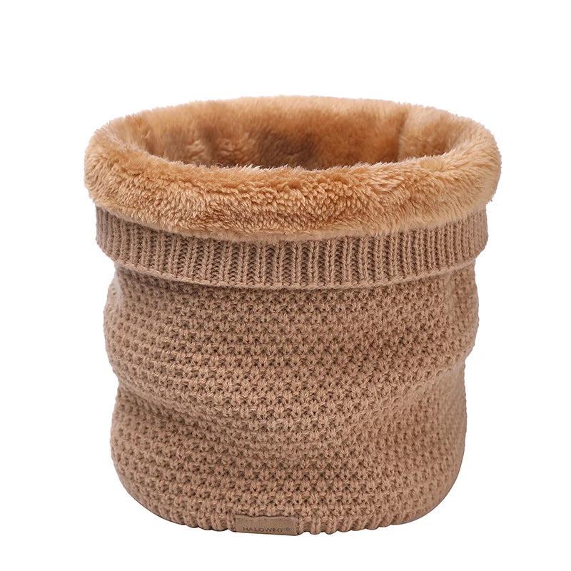 Men's Knitted Velvet Padded Neck Protection Scarf