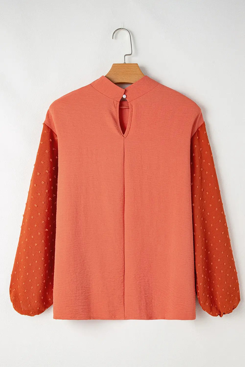 Women's Blouse - Red Swiss Dot Long Sleeve Keyhole - Southern Belle