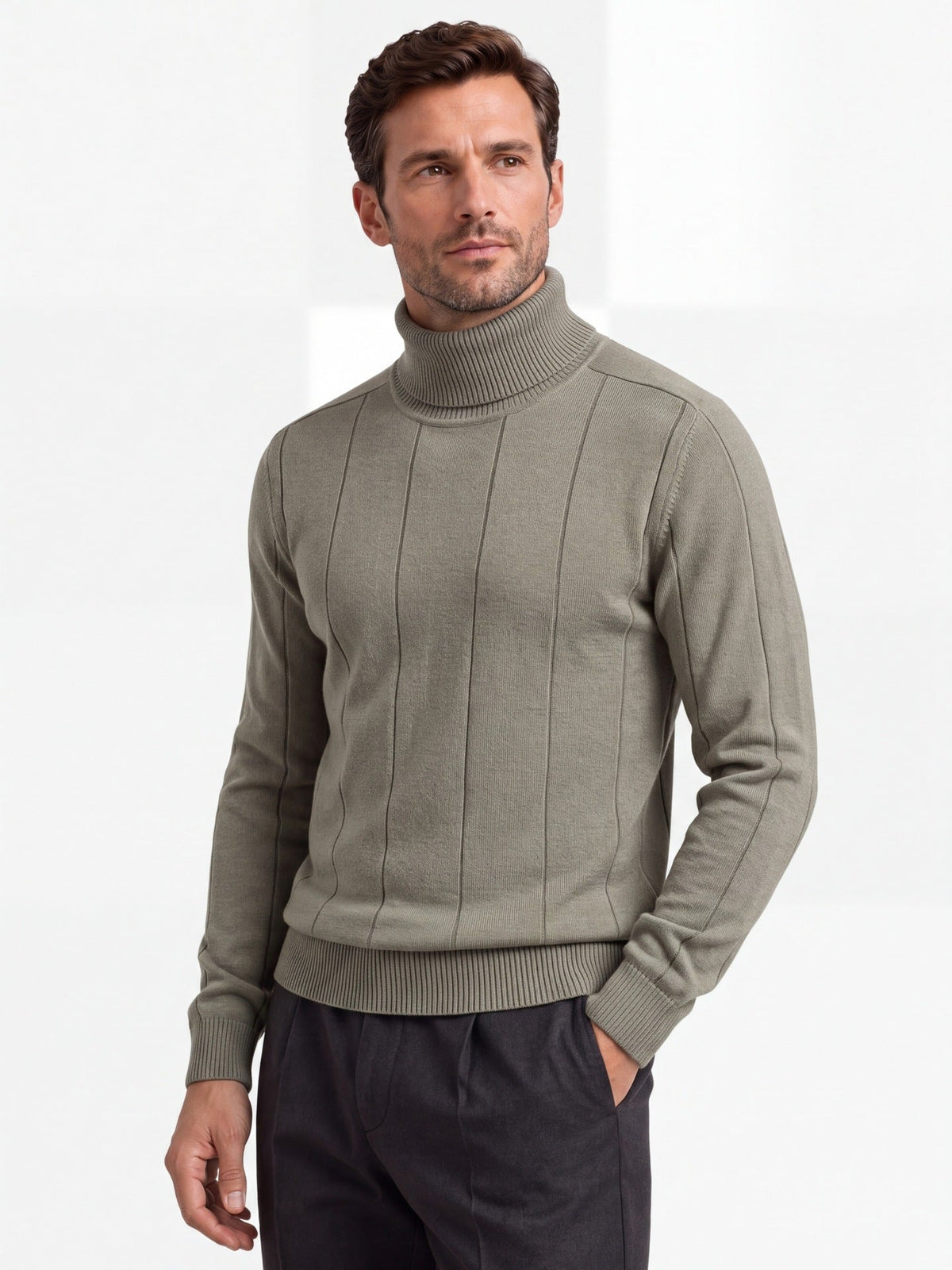 2026 Autumn Winter Cross-Border Trade Thickened Warm Sweater For Men, High Collar Slim Fit Men's Knitwear