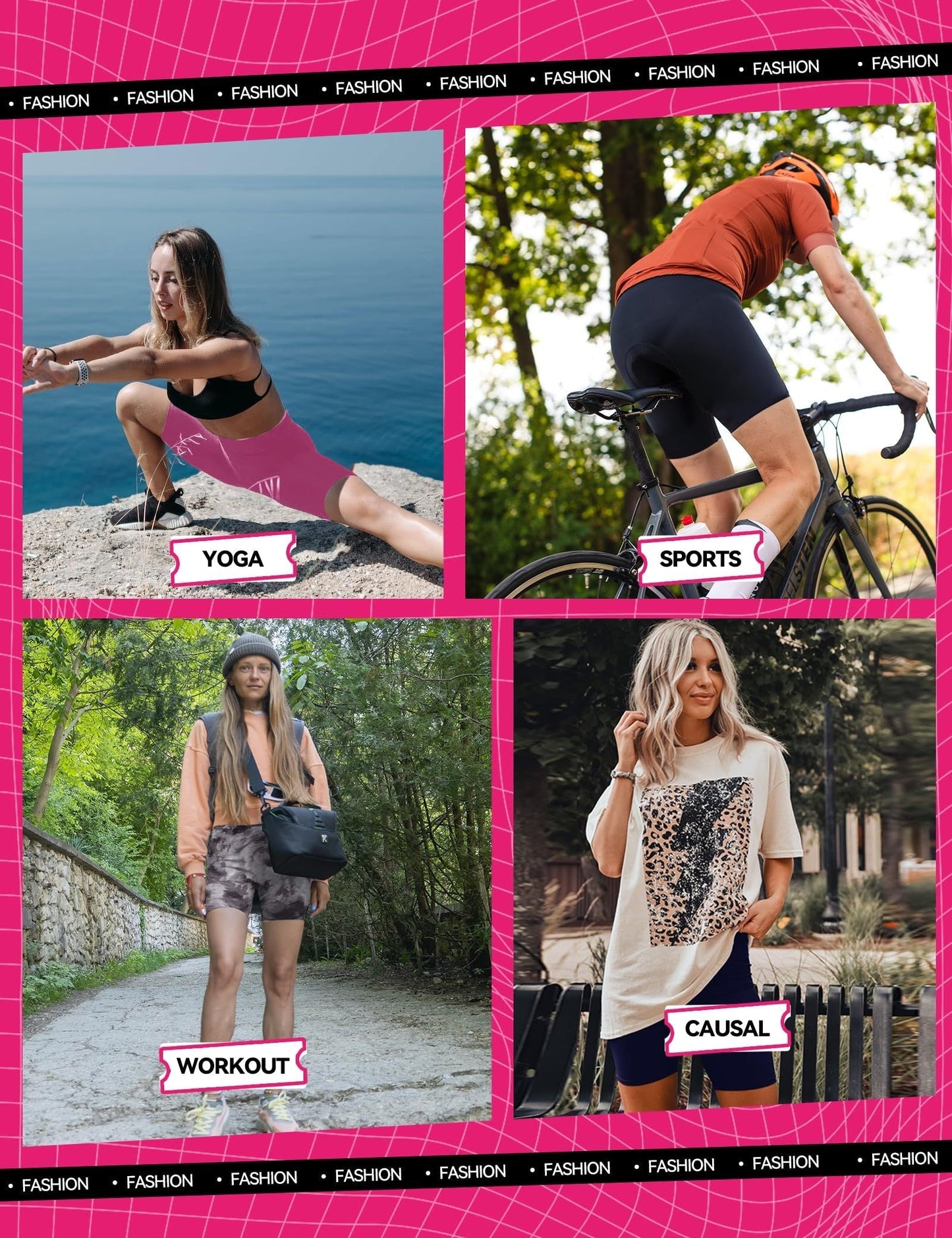 Paquete de 3 shorts ciclistas de yoga de cintura alta