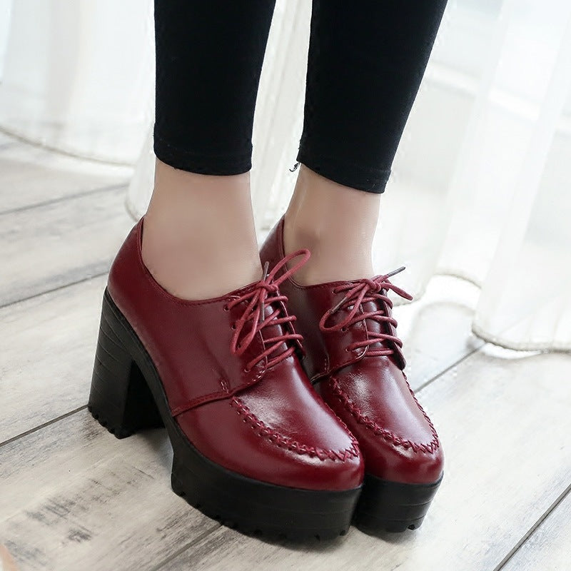 Women's Platform Lace-Up Block Platforms Heels