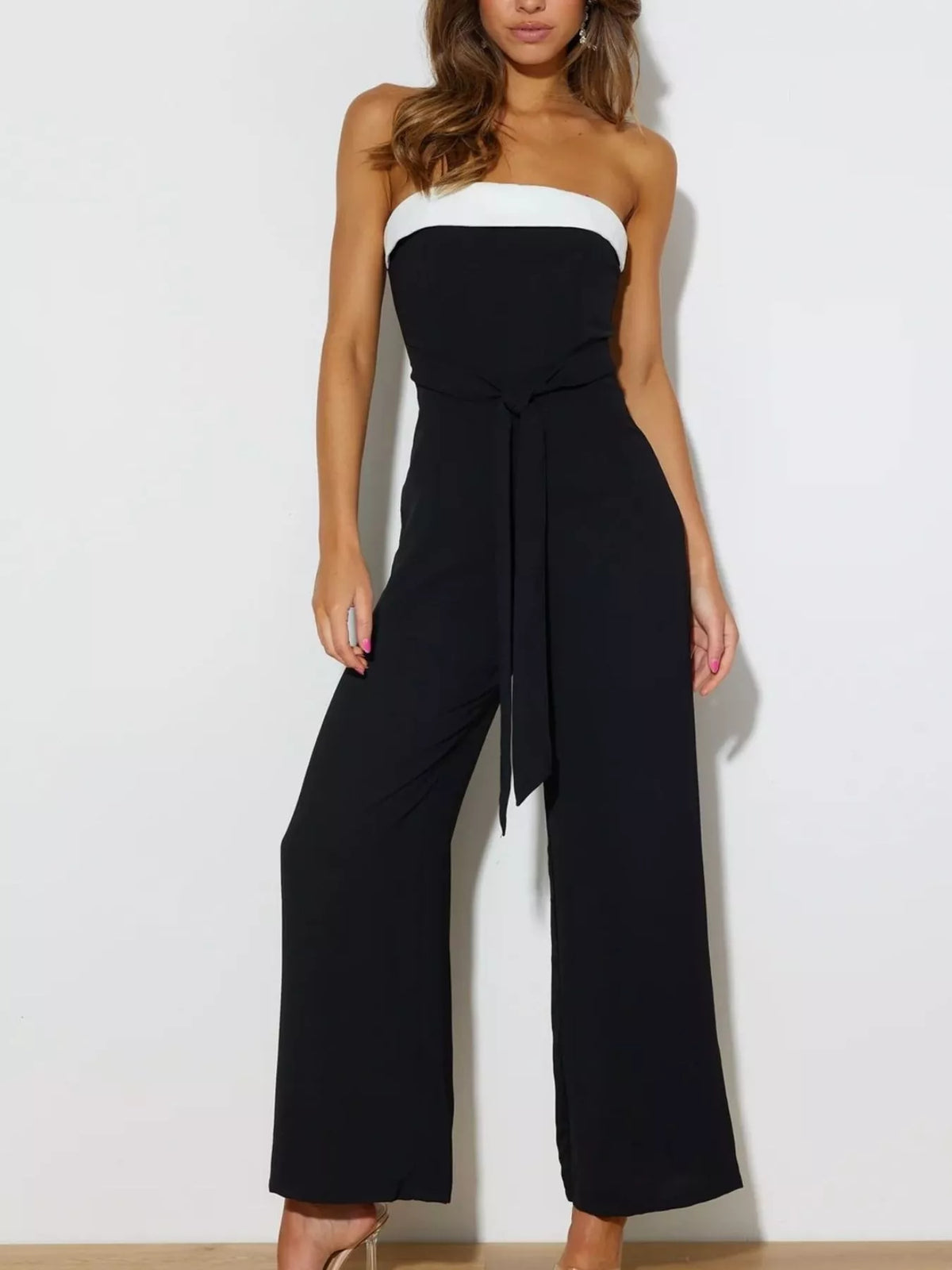 Contrast Tube Wide Leg Jumpsuit