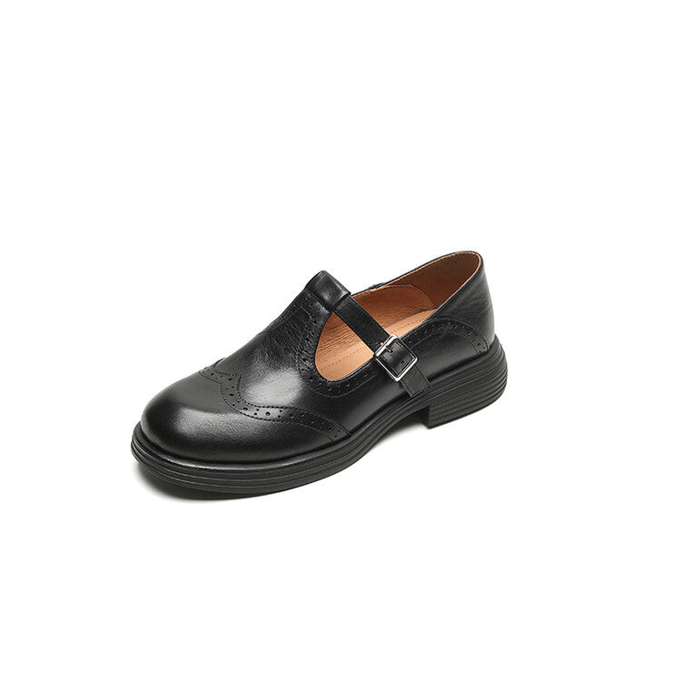 Women's British Style T-Strap Flats