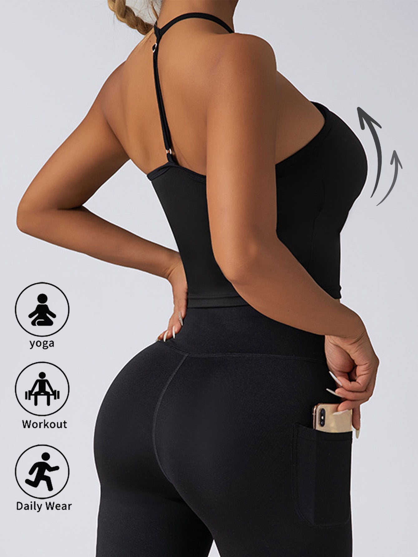 Top Corto con Almohadillas Incorporadas Sujetadores Deportivos para Mujer