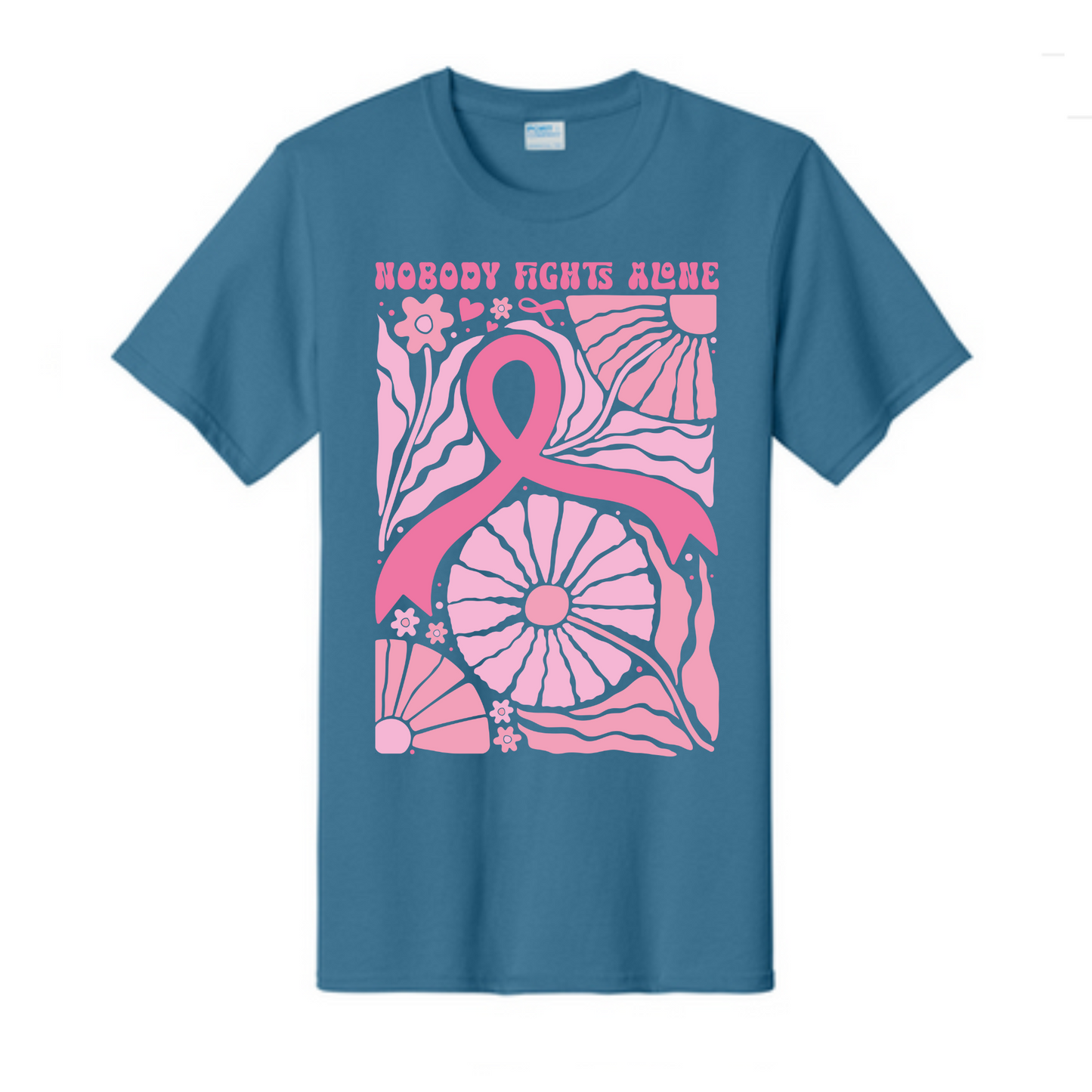 Nobody Fights Alone Breast Cancer Awareness Fundraiser Tshirt PC61 Port & Co™ Essential Tee PUBLIC
