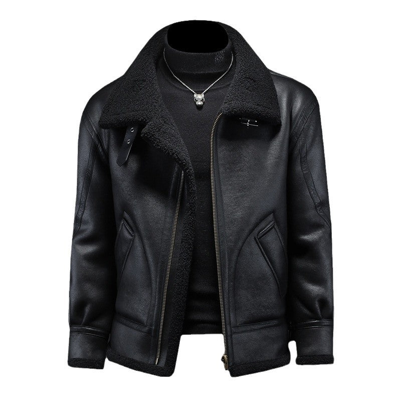 Plus-size Casual Leather-and-fur Jacket