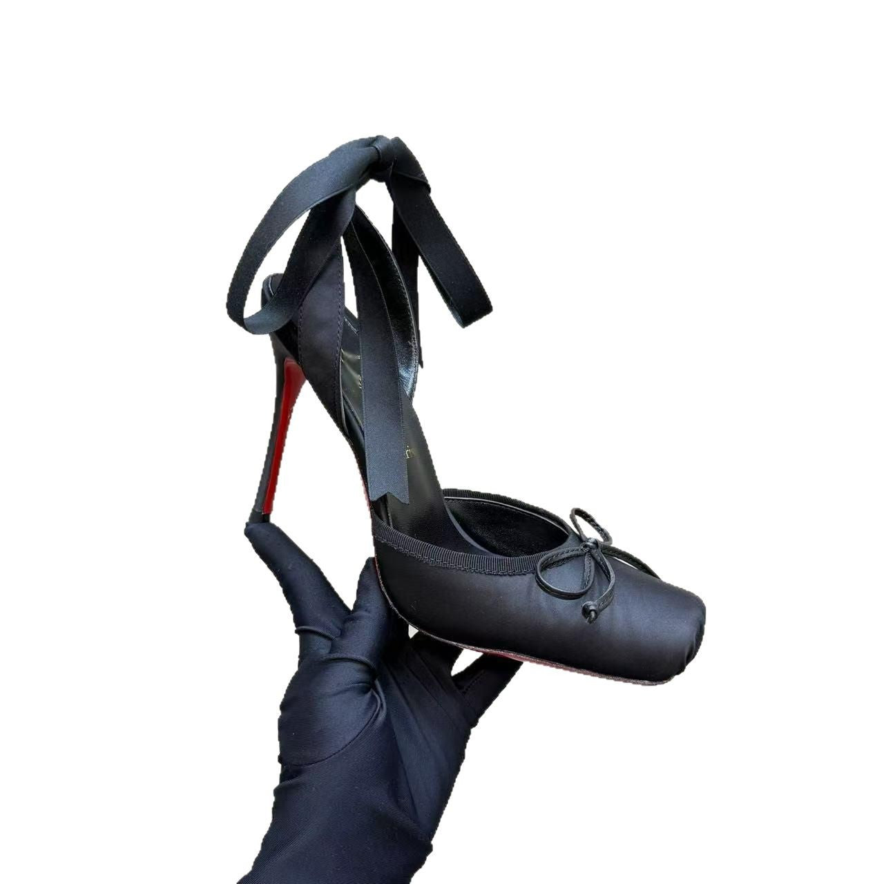 Women's Satin Ribbon Toe Cap Heels