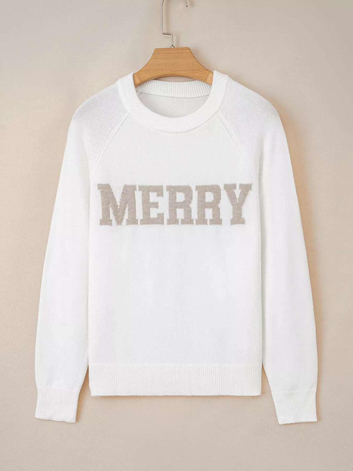 MERRY Letter Pattern Christmas Raglan Sleeve Sweater